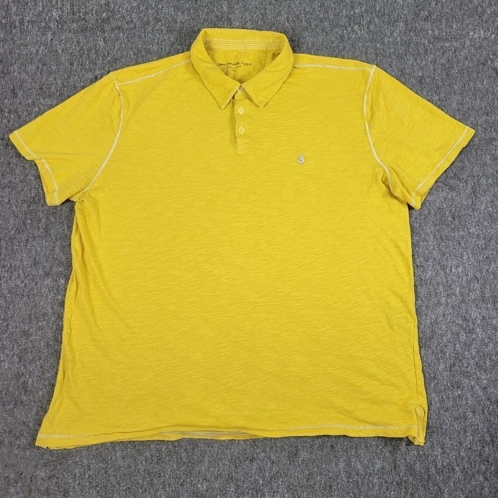 John Varvatos USA Polo Shirt Men's Xl Yellow Short Sleeve Star Knit collared